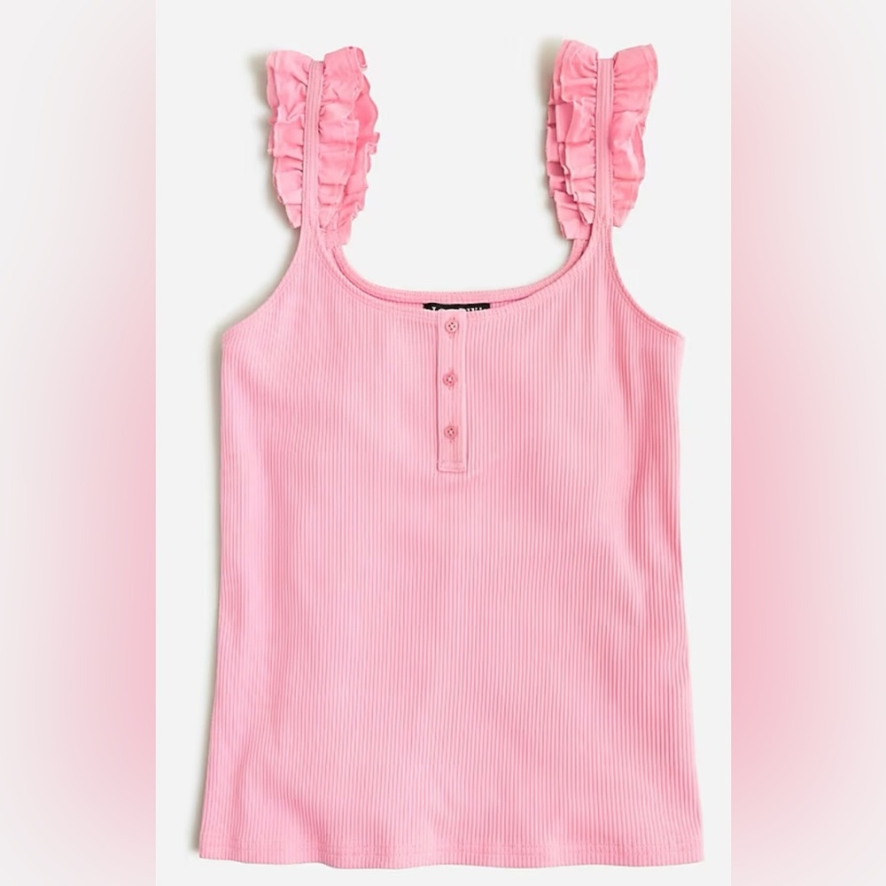 J.Crew henley tank in vintage rib Retro Pink Sz Medium NWT